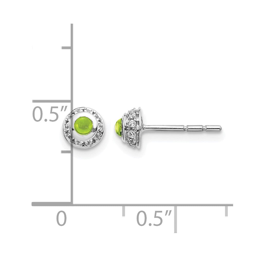 14K Weißgold Ohrringe mit echten Diamanten und Peridot-Cabochons
