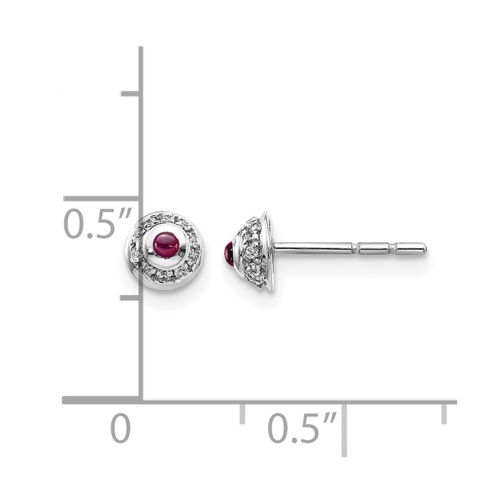14K Weißgold Diamant und Cabochon Rhodolith Granat Ohrringe