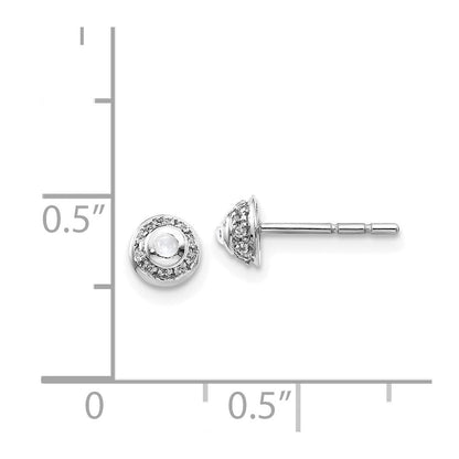 14K Weißgold Ohrringe mit echten Diamanten und Cabochon-Weißtopas
