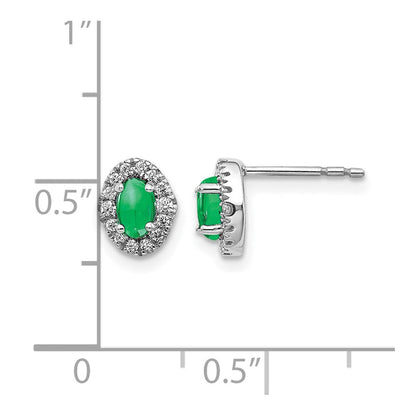 14K Weißgold Ohrstecker mit Halo-Fassung, 0,17 ct. Labor-gezüchteten Diamanten VS/SI+ G+ und ovalen synthetischen Smaragden