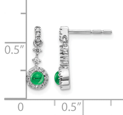 14K Weißgold 0,17 ct. Laborgezüchteter Diamant VS/SI+ G+ und synthetischer Smaragd komplette Ohrhänger mit Stecker