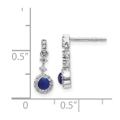 14K Weißgold Ohrringe mit echten Diamanten und Cabochon-Saphiren