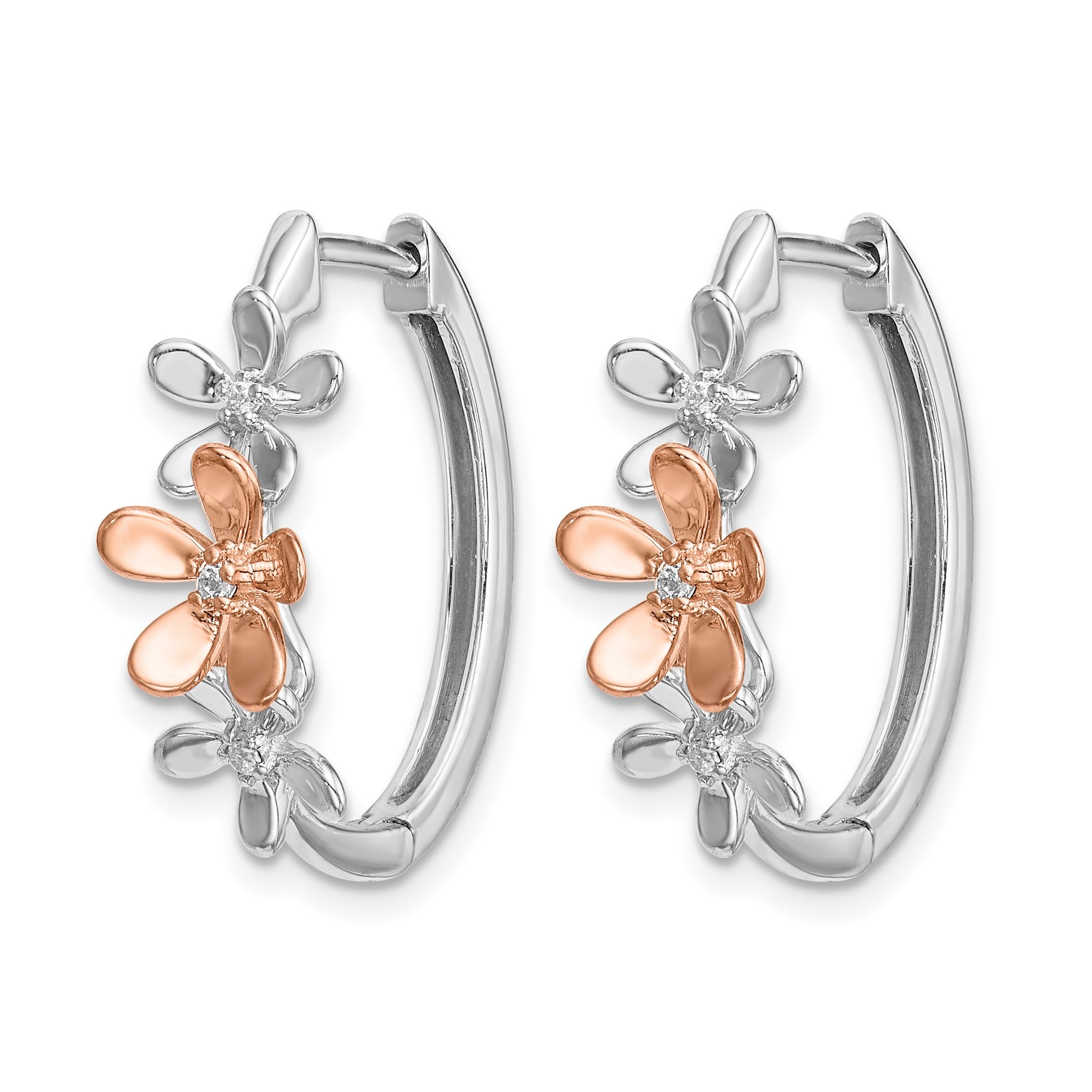 14K Gelbgold Ohrringe mit Roségold und Weißgold und echten Diamanten