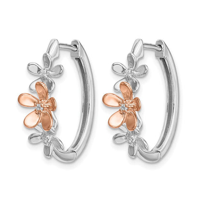 14K Gelbgold Ohrringe mit Roségold und Weißgold und echten Diamanten