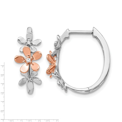 14K Gelbgold Ohrringe mit Roségold und Weißgold und echten Diamanten