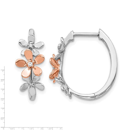 14K Gelbgold Ohrringe mit Roségold und Weißgold und echten Diamanten