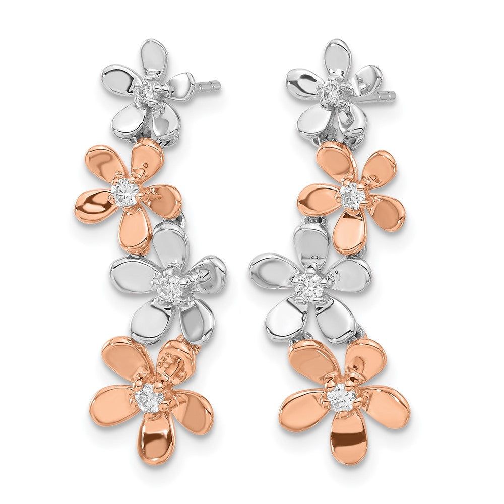 14K Gelbgold Ohrringe mit Rosen- und Weißgold und echten Diamanten