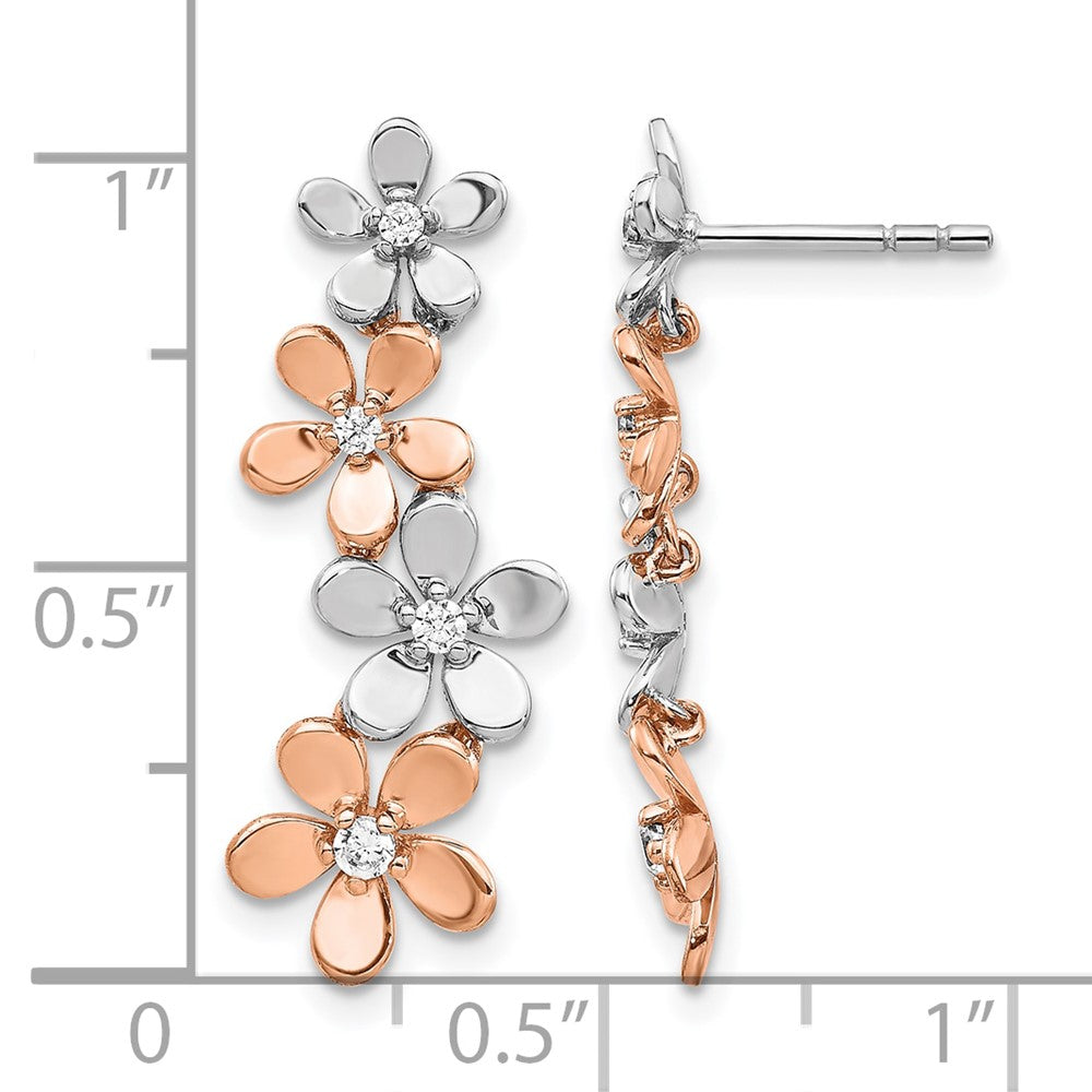14K Zweifarbige Roségold- und Weißgold-Ohrstecker mit 0,2 ct. Labor-gezüchteten Diamanten VS/SI+ G+ in Blumen-Design