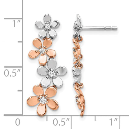 14K Zweifarbige Roségold- und Weißgold-Ohrstecker mit 0,2 ct. Labor-gezüchteten Diamanten VS/SI+ G+ in Blumen-Design