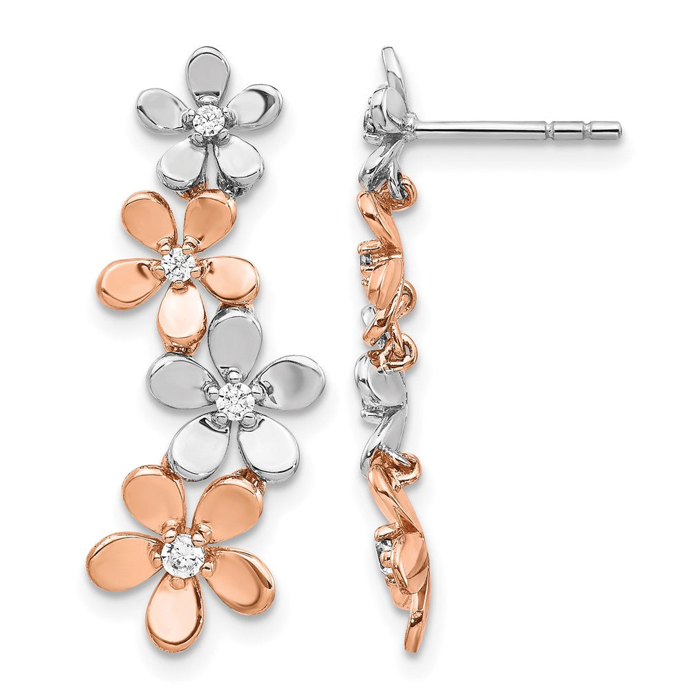 14K Gelbgold Ohrringe mit Rosen- und Weißgold und echten Diamanten