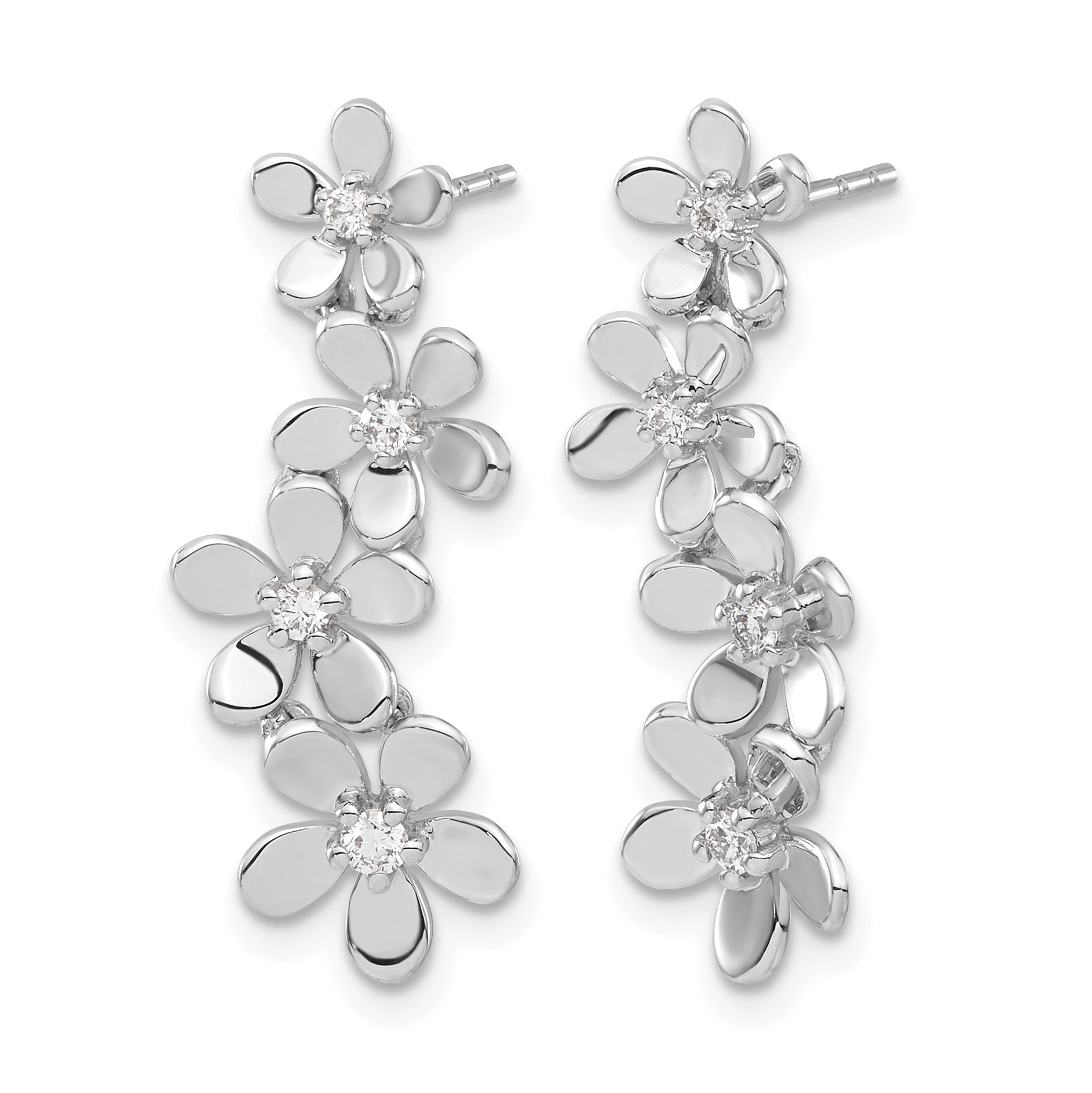 14K Weißgold Diamant-Ohrringe echt