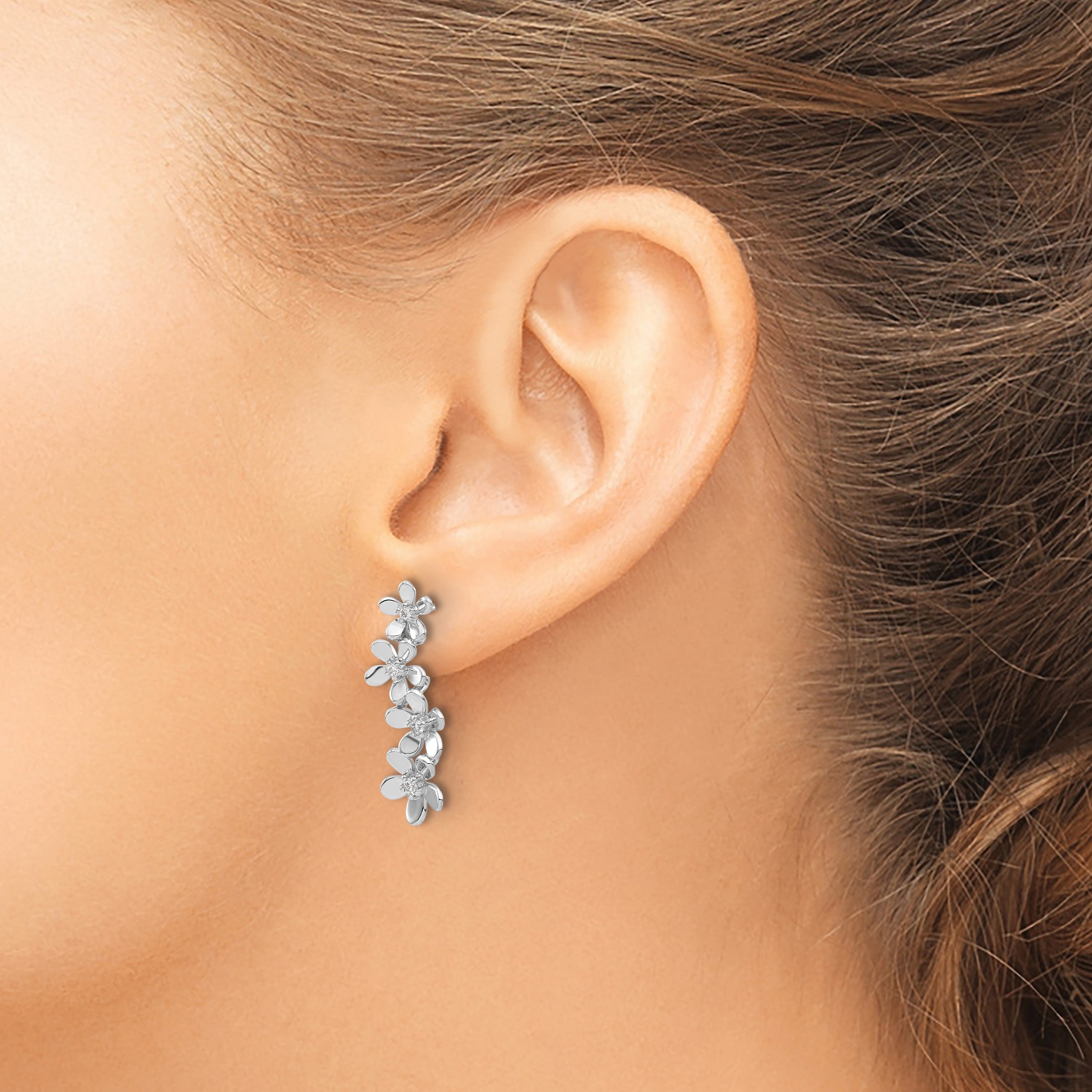 14K Weißgold Diamant-Ohrringe echt