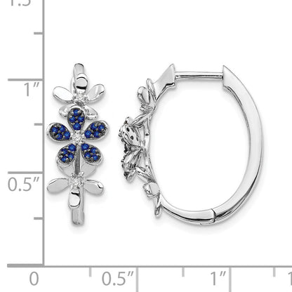 14K Weißgold Ohrringe mit echten Diamanten und Saphiren