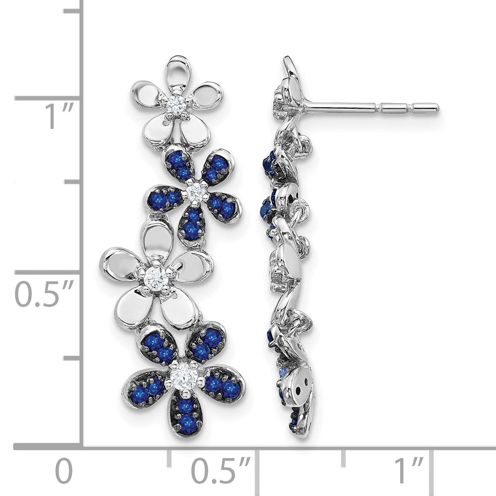 14K Weißgold Ohrringe mit echten Diamanten und Saphiren