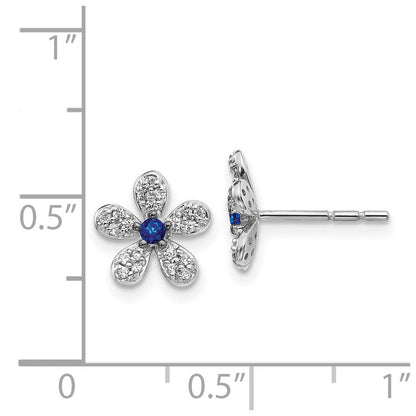 14K Weissgold Ohrringe mit echten Diamanten und Saphiren