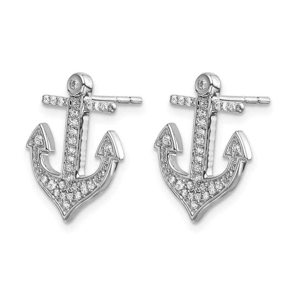 14K Weißgold Ohrringe mit echten Diamanten in Anker-Design