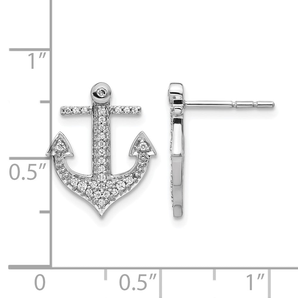 14K Weißgold Ohrringe mit echten Diamanten in Anker-Design