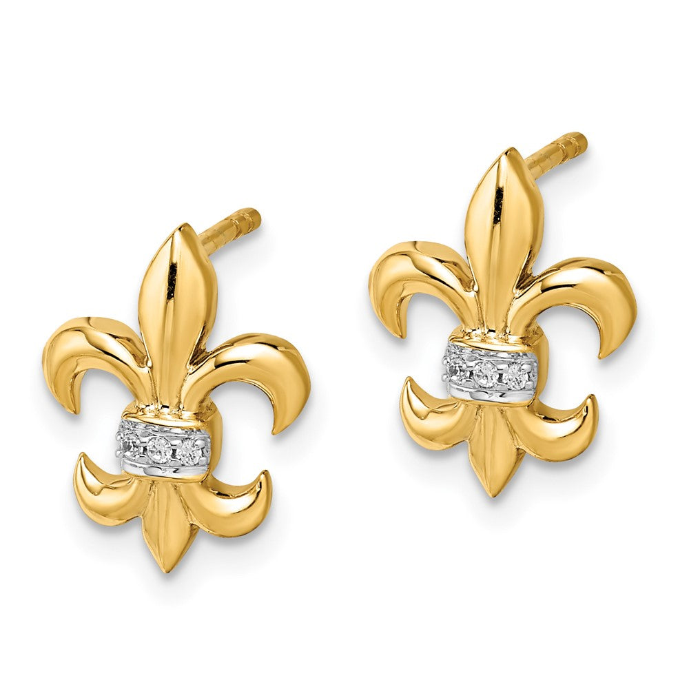 14K Weißgold Ohrstecker mit Diamanten, Fleur-de-Lis-Design