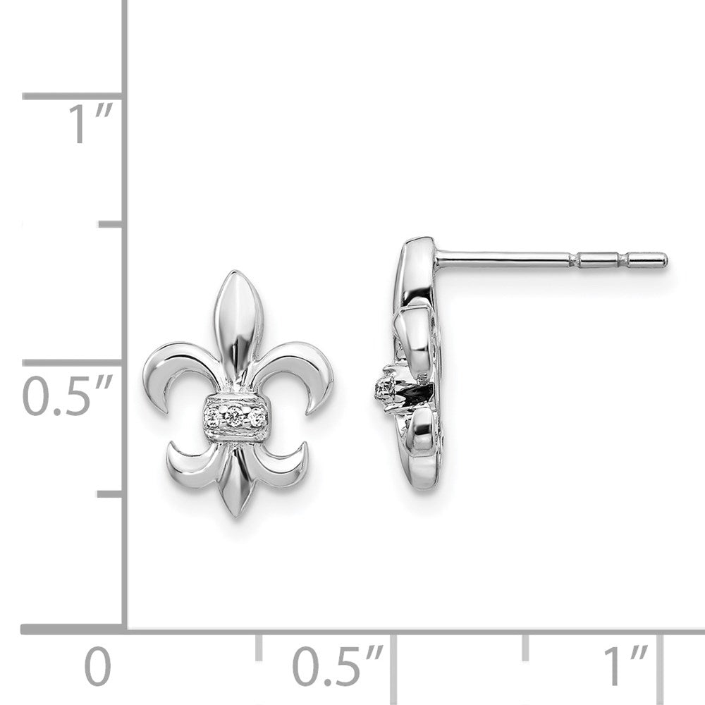 14K Weißgold Ohrstecker mit Diamanten, Fleur-de-Lis-Design