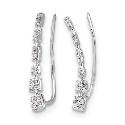 10K Weißgold Diamant Abgestuft Ohr Climber Ohrringe