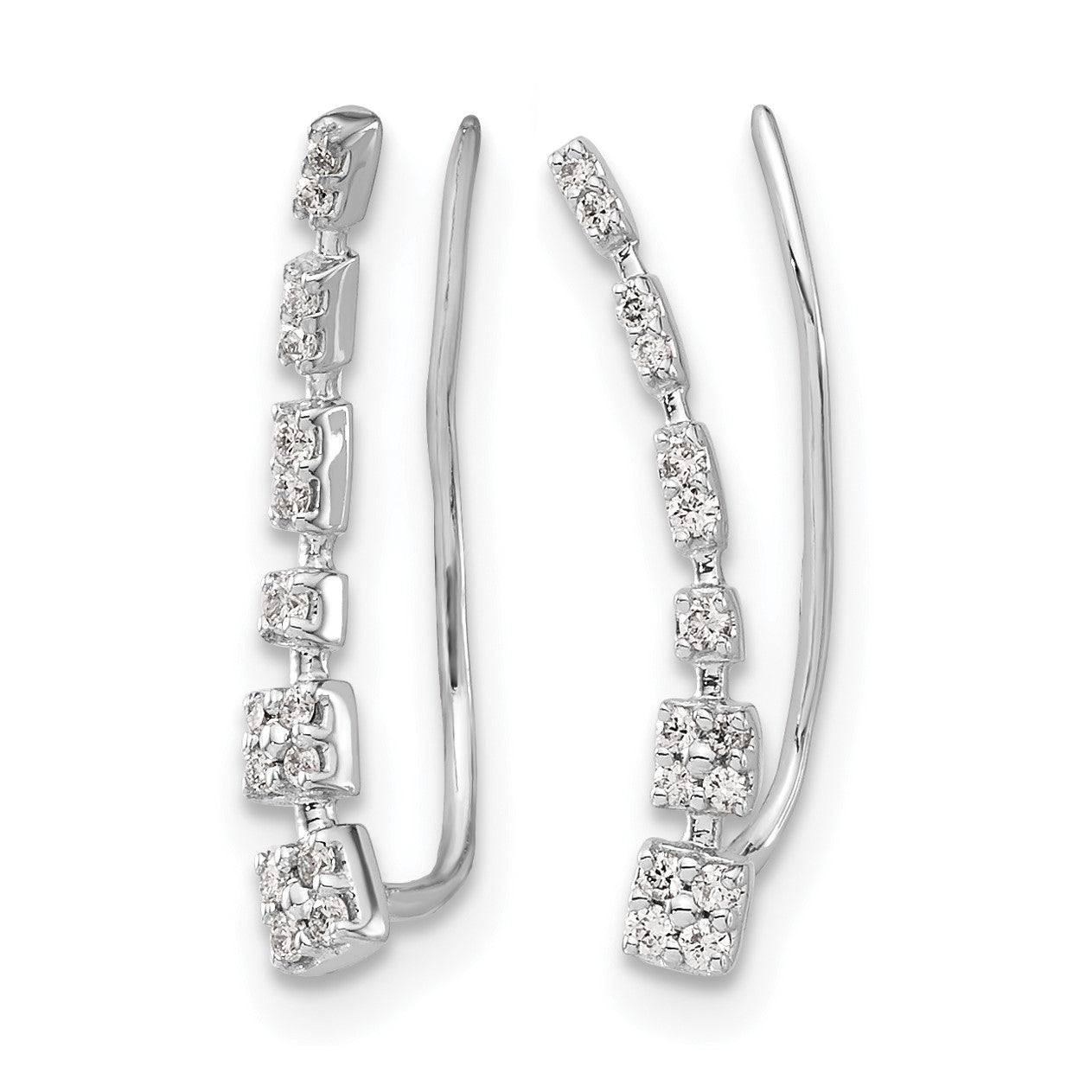 14K Weißgold abgestufte Diamant-Ear-Climber-Ohrringe mit echten Diamanten