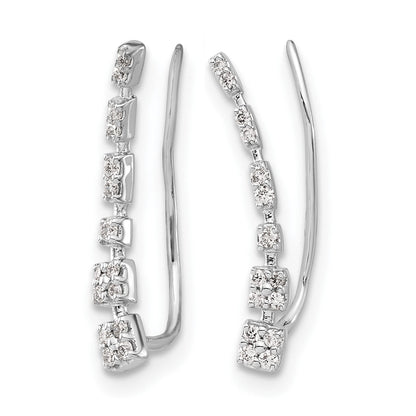 14K Weißgold abgestufte Diamant-Ear-Climber-Ohrringe mit echten Diamanten