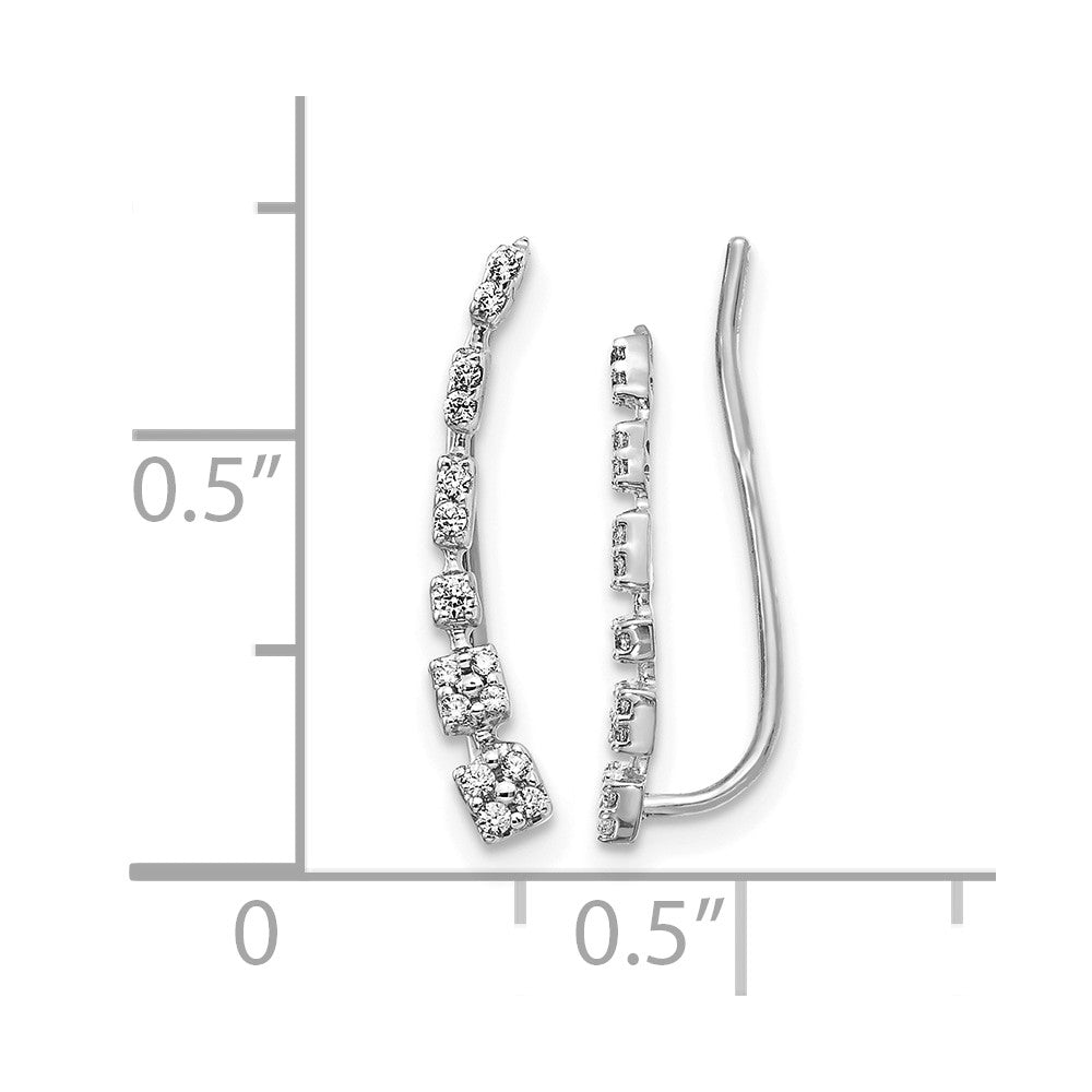 14K Weißgold abgestufte Diamant-Ear-Climber-Ohrringe mit echten Diamanten