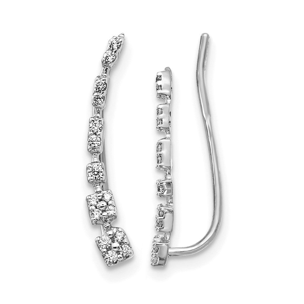14K Weißgold abgestufte Diamant-Ear-Climber-Ohrringe mit echten Diamanten