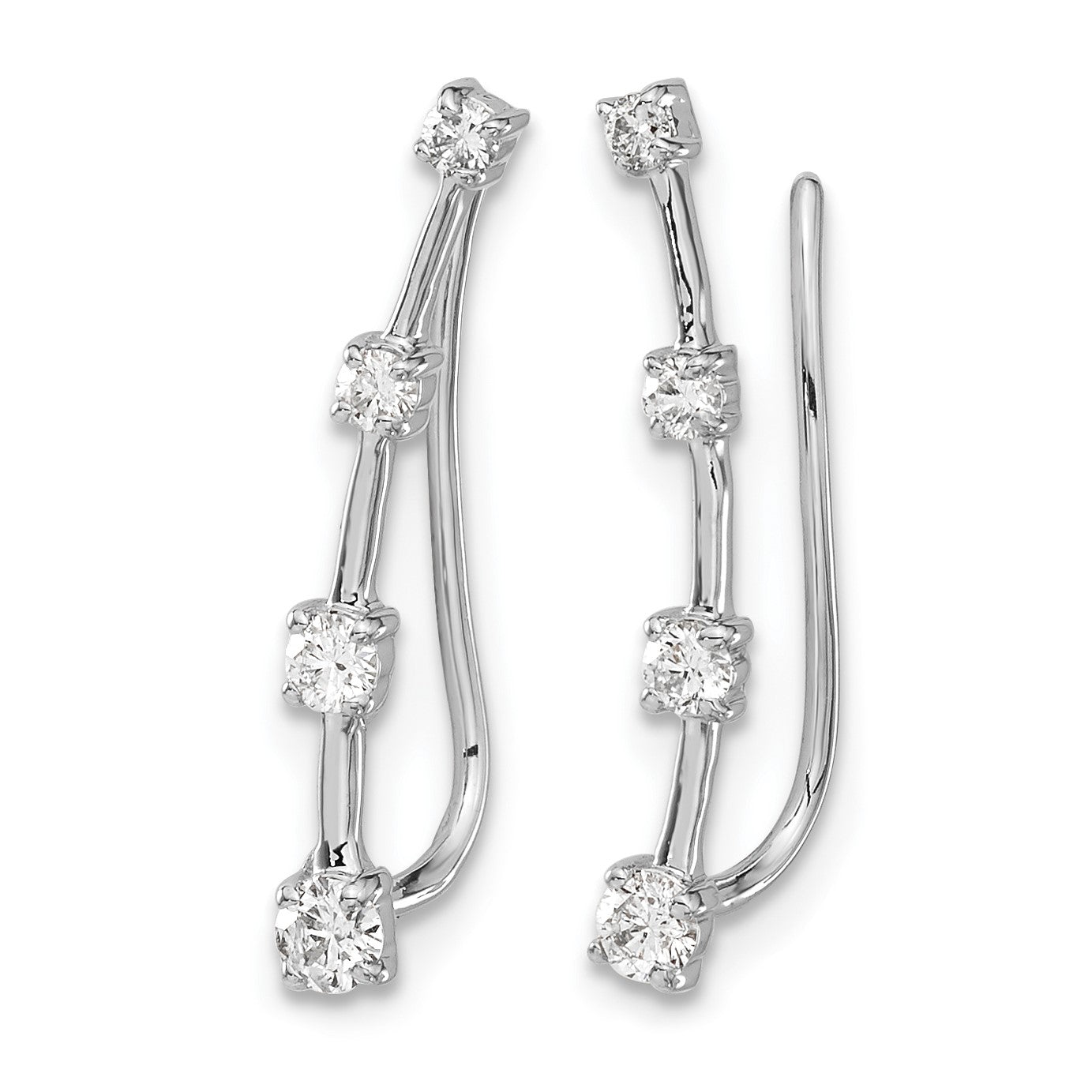 14K Weißgold Ohrklimmer mit 0,33 ct. Laborgezüchtetem Diamant VS/SI+ G+, komplett