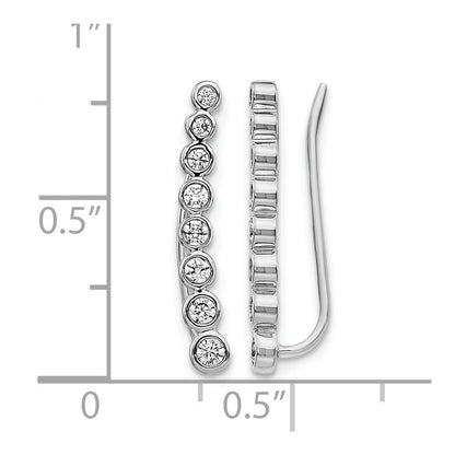 14K Weißgold Ohr-Climber-Ohrringe mit echten Diamanten, gestuft