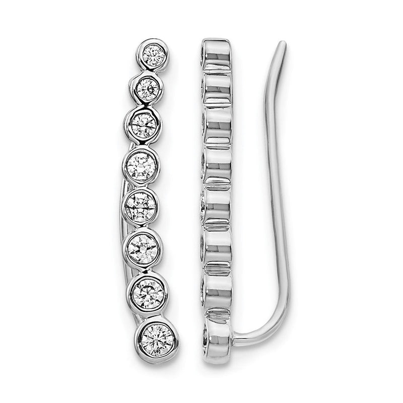 14K Weißgold Ohr-Climber-Ohrringe mit echten Diamanten, gestuft