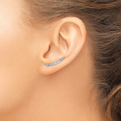 14K Weißgold Diamant-Ear-Climber-Ohrringe