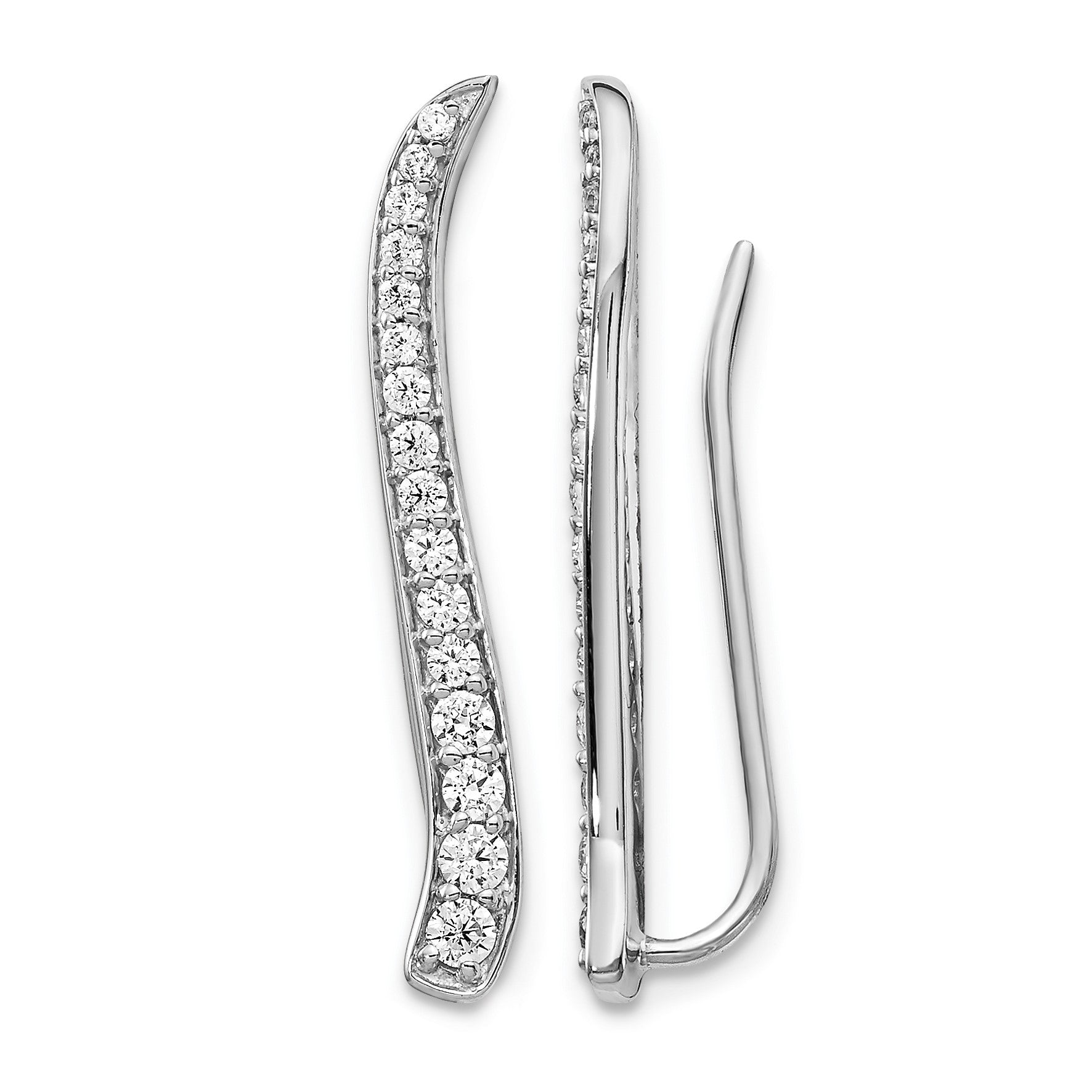 14K Weißgold Diamant-Ear-Climber-Ohrringe