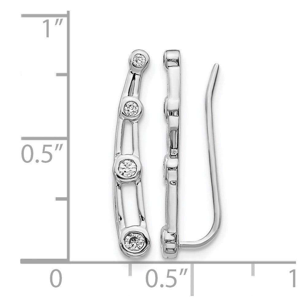 14K Weißgold Ohr-Climber mit echten Diamanten in aufsteigender Größe, 4 Steine