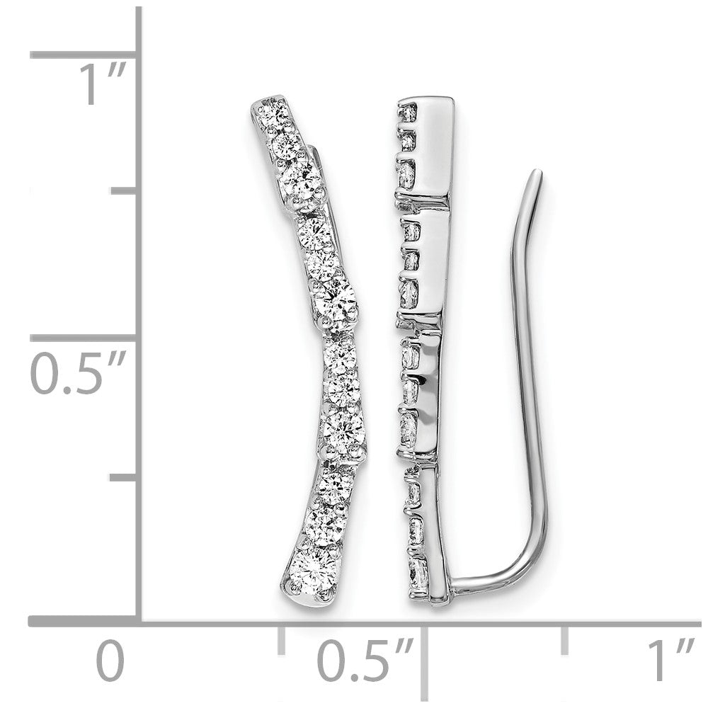 14K Weißgold Diamant-Ear Climber-Ohrringe