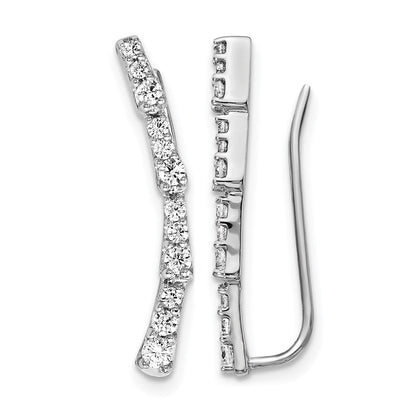 14K Weißgold Diamant-Ear Climber-Ohrringe
