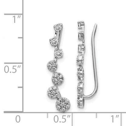 14K Weißgold Ohrringe mit echten Diamanten im Ohrklimmer-Design