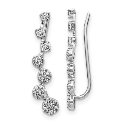 14K Weißgold Ohrringe mit echten Diamanten im Ohrklimmer-Design