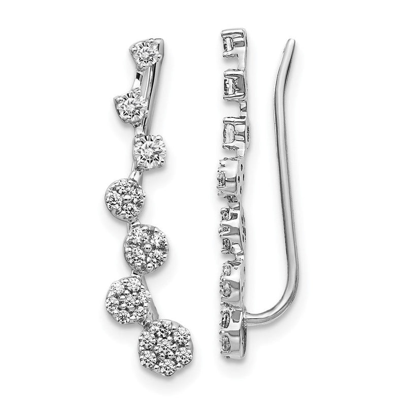 14K Weißgold Ohrringe mit echten Diamanten im Ohrklimmer-Design