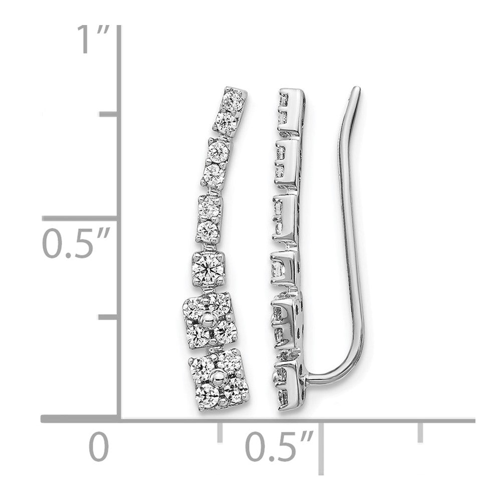 14K Weißgold Diamant-Ear-Climber-Ohrringe mit echten Diamanten