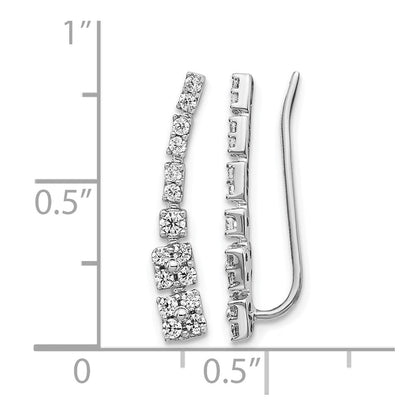 14K Weißgold Diamant-Ear-Climber-Ohrringe mit echten Diamanten