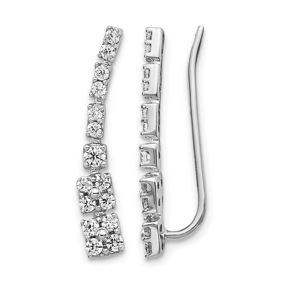14K Weißgold Diamant-Ear-Climber-Ohrringe mit echten Diamanten