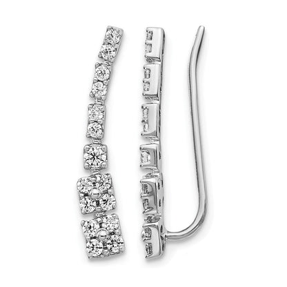 14K Weißgold Diamant-Ear-Climber-Ohrringe mit echten Diamanten