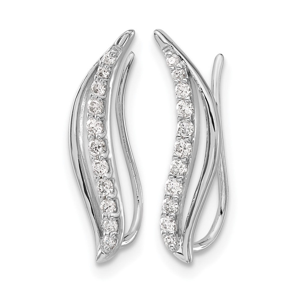 10K Weißgold Diamant Welle Ohr Climber Ohrringe