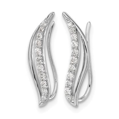 10K Weißgold Diamant Welle Ohr Climber Ohrringe