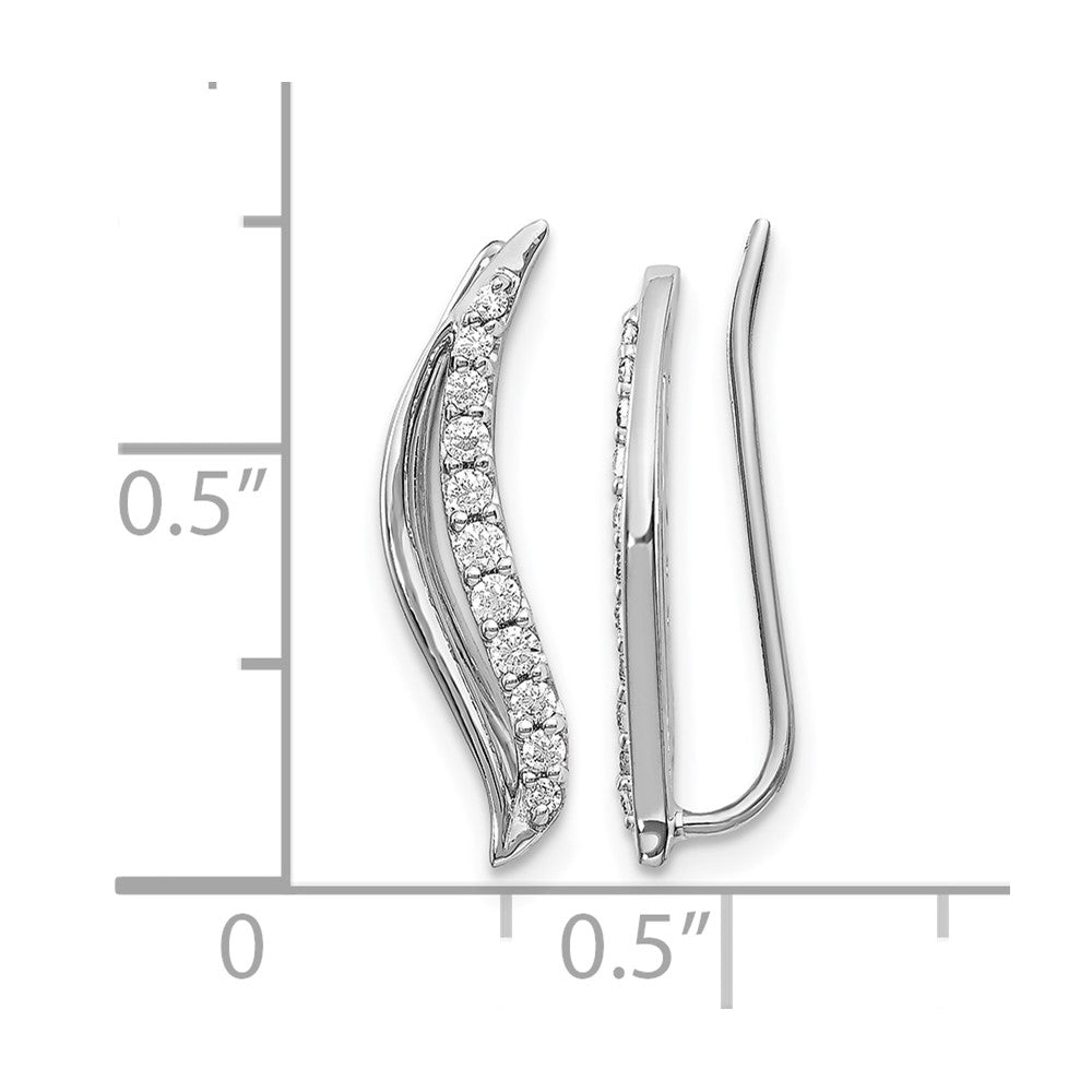 10K Weißgold Diamant Welle Ohr Climber Ohrringe