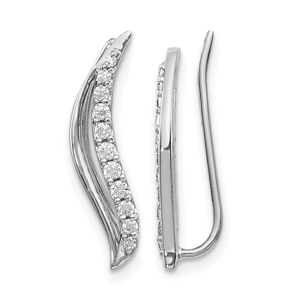 10K Weißgold Diamant Welle Ohr Climber Ohrringe