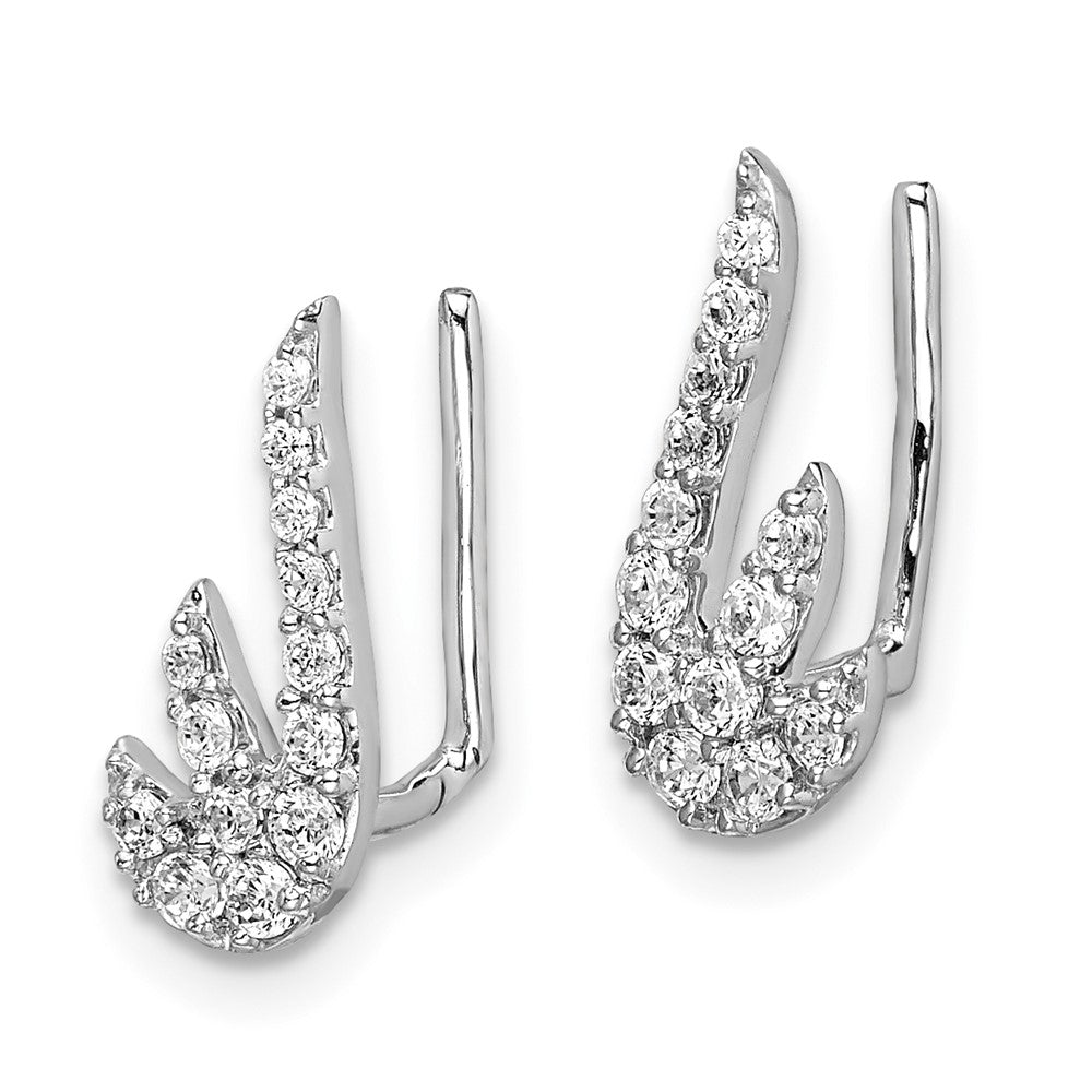 14K Weißgold Ohrklimmer mit echten Diamanten