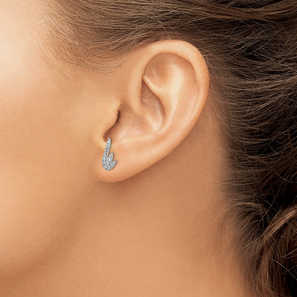 14K Weißgold Ohrklimmer mit echten Diamanten