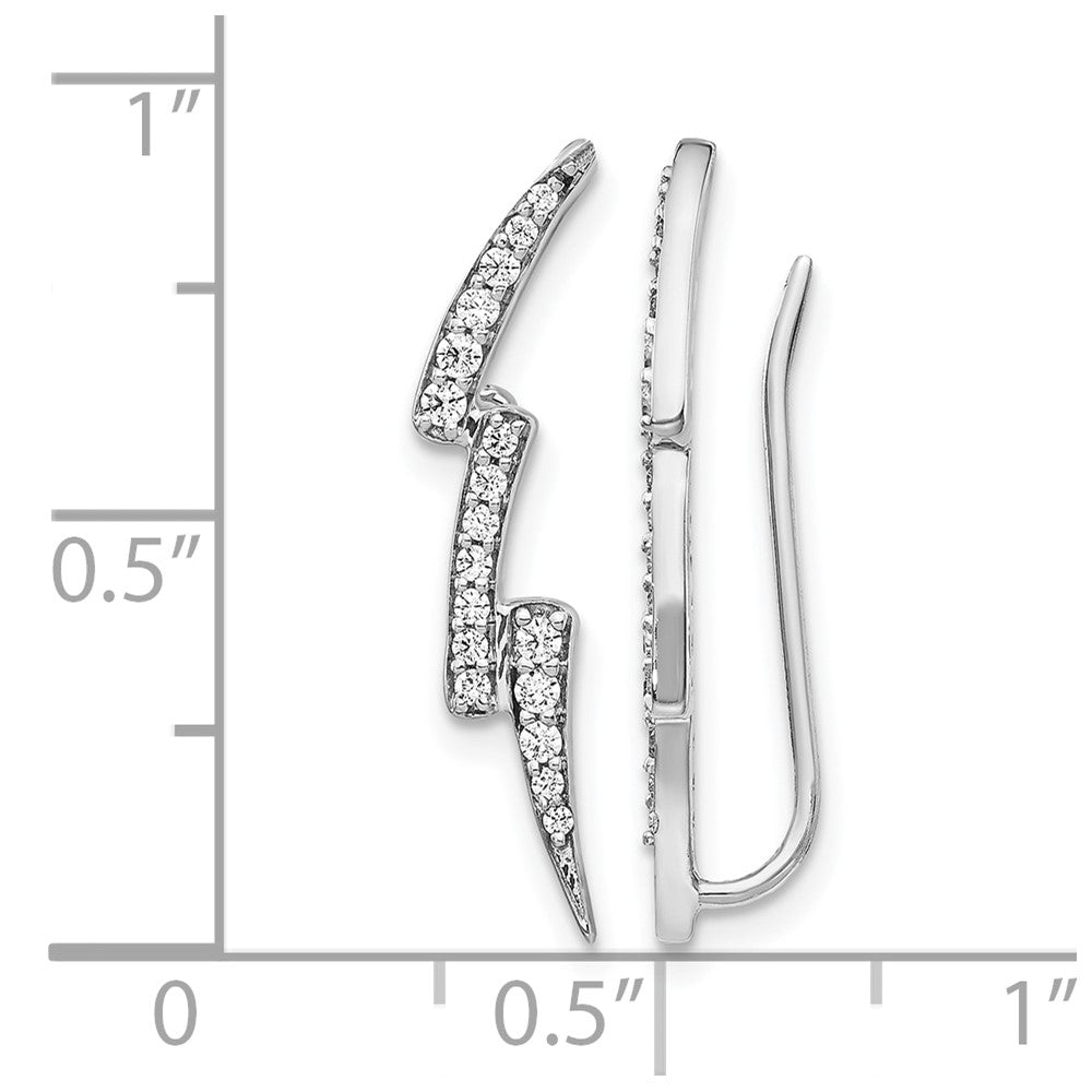 14K Weißgold Ohrringe mit echten Diamanten, Ear Climber, Blitz-Design